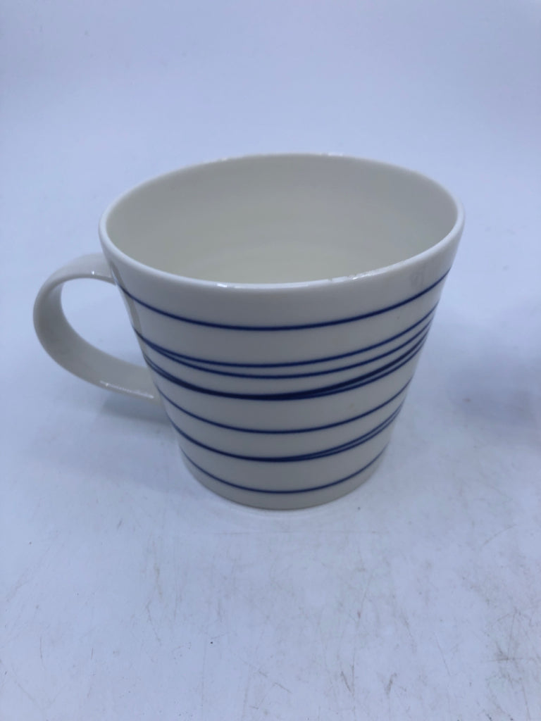 4 BLUE WHITE CIRCLES/STRIPES MUGS ROYAL DOULTON PACIFIC.