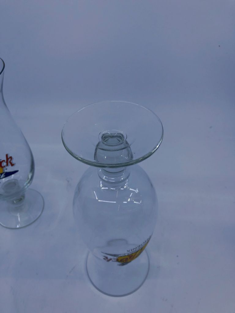 2 PHOENIX HARD ROCK CAFE HURRICANE GLASSES.
