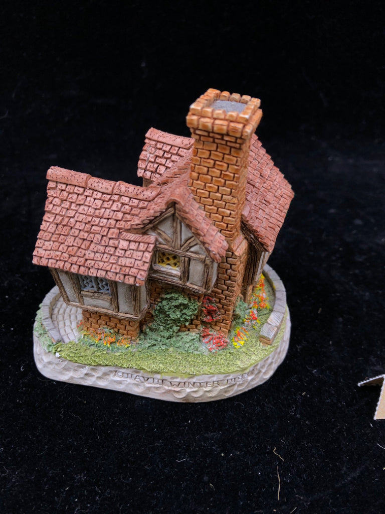 CERAMIC LITTLE VILLAGE THE HALL W LITTLE SIGN.