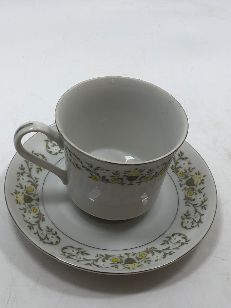 VTG YELLOW FLOWER STERLING TEACUP/SAUCER.