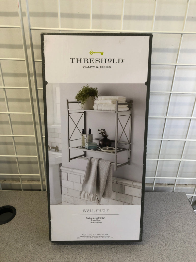 NIB WALL SHELF/TOWEL BAR & 2 SHELVES.