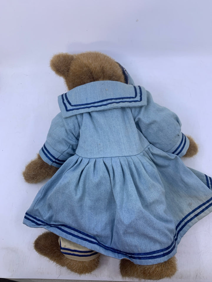 BROWN BEAR W/ BLUE SAILOR DRESS BOYDS BEAR.