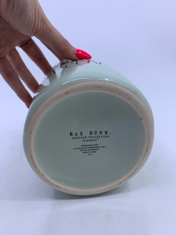 HAPPY AS A CLAM - PALE BLUE CANISTER.