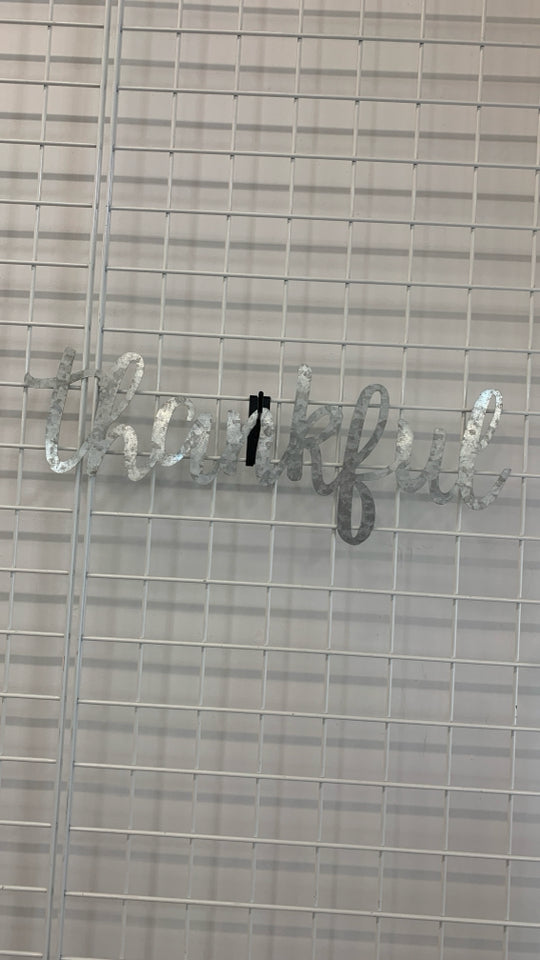 GALVANIZED METAL THANKFUL SIGN.