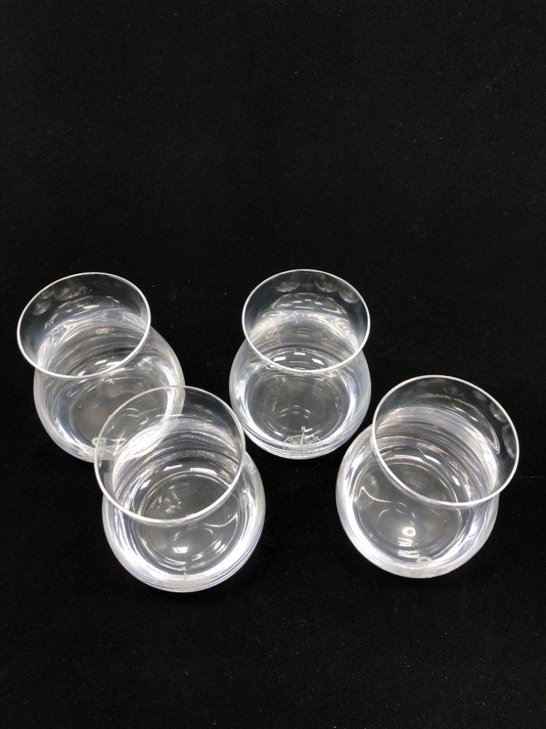 4 CLEAR NAUTICAL WHISKEY GLASSES.