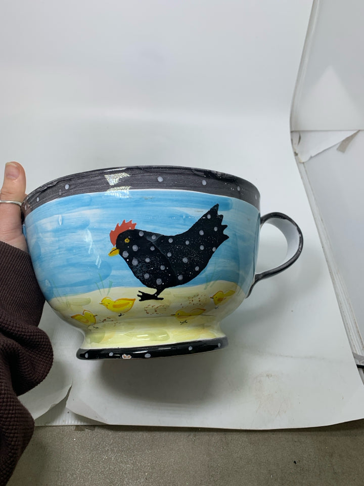 BLACK POLKA DOT ROOSTER BATTER BOWL.