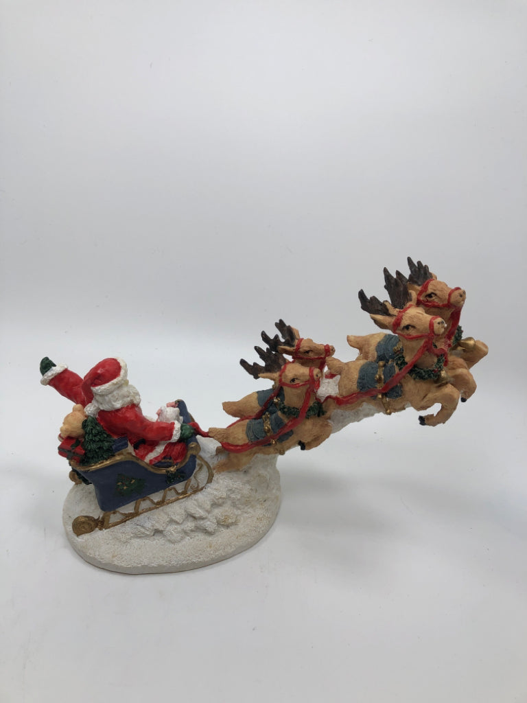 SANTA AND HIS REINDEER FIGURINE W/BOX.