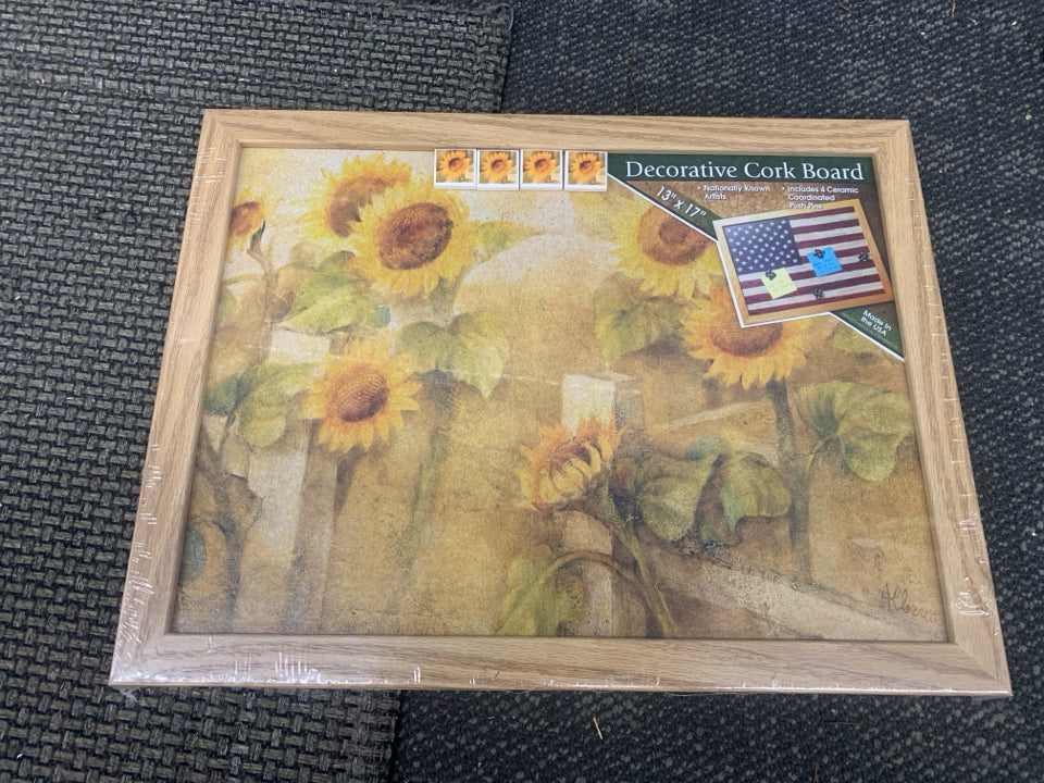 NWT SUNFLOWERS CORK BOARD.