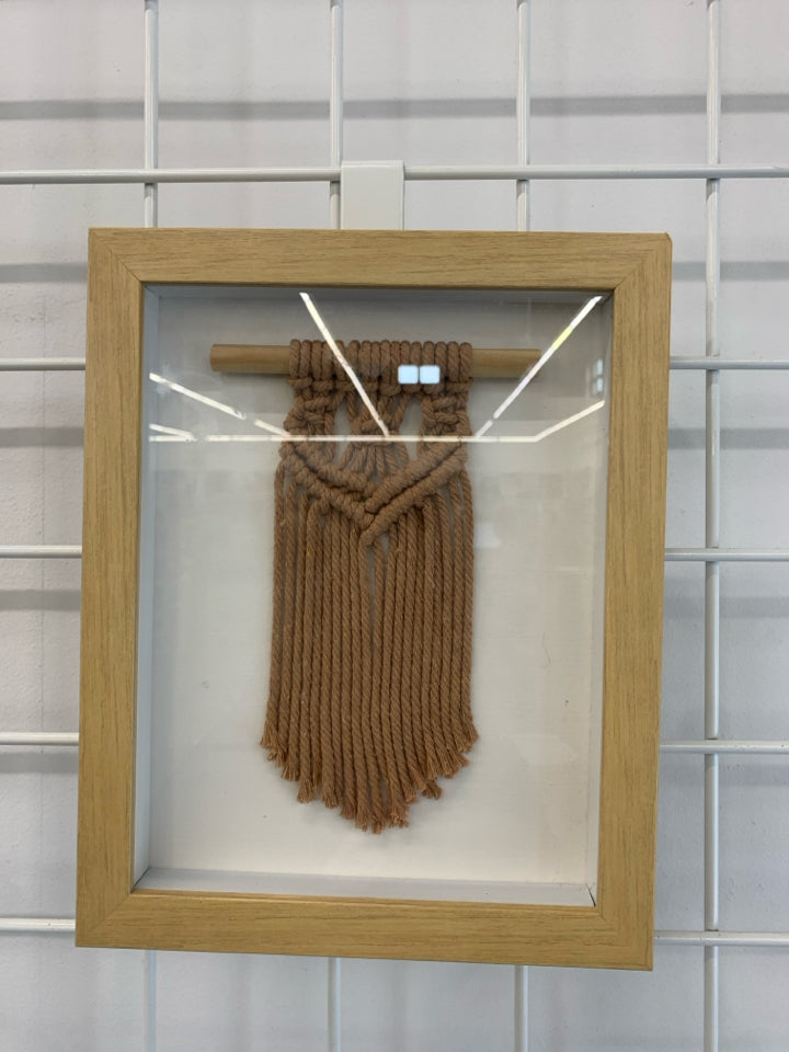 MACRAME BOHO IN WOOD SHADOW BOX.