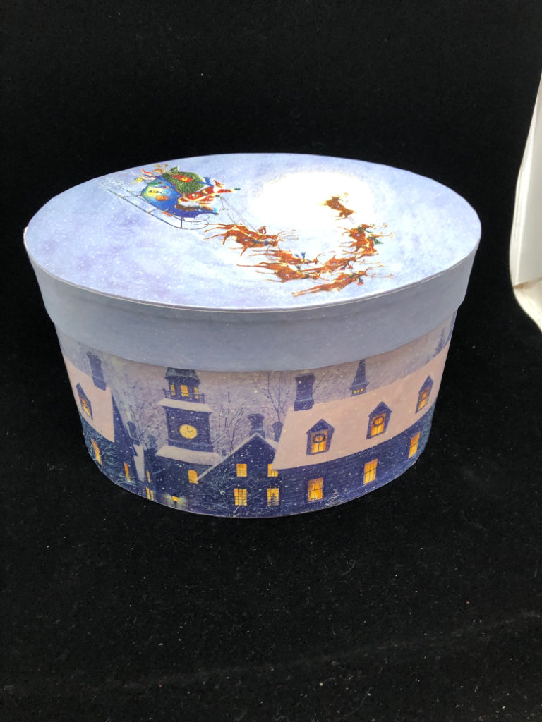 SNOWY NIGHT HOLIDAY STORAGE BOX.