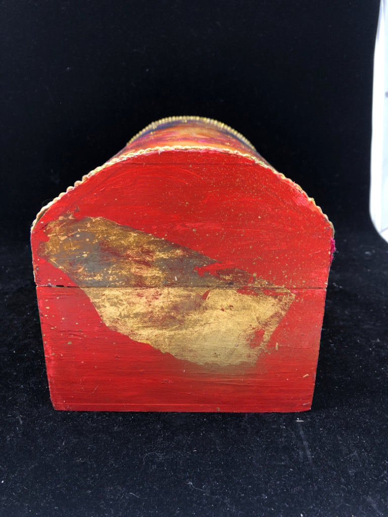 WOMAN ON RED JEWELRY/ STORAGE CHEST.