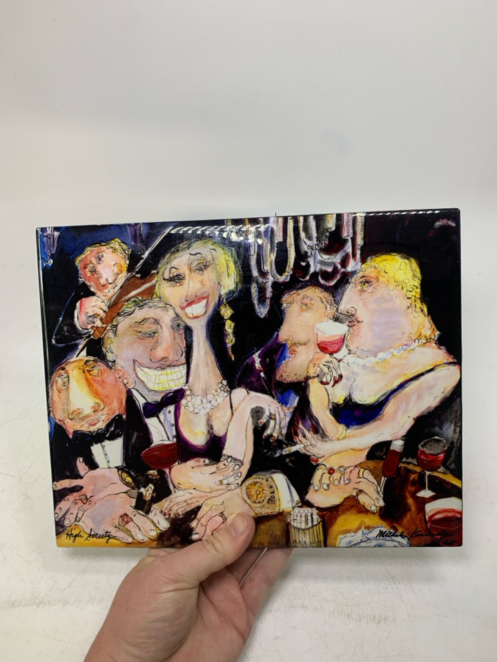 ABSTRACT PEOPLE SMILING PLAYING POKER DRINKING.