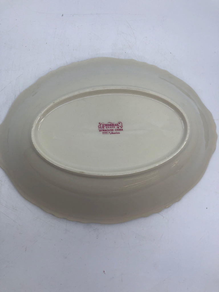 VTG OVAL SERVING BOWL W/ COLORFUL BOUQUET.
