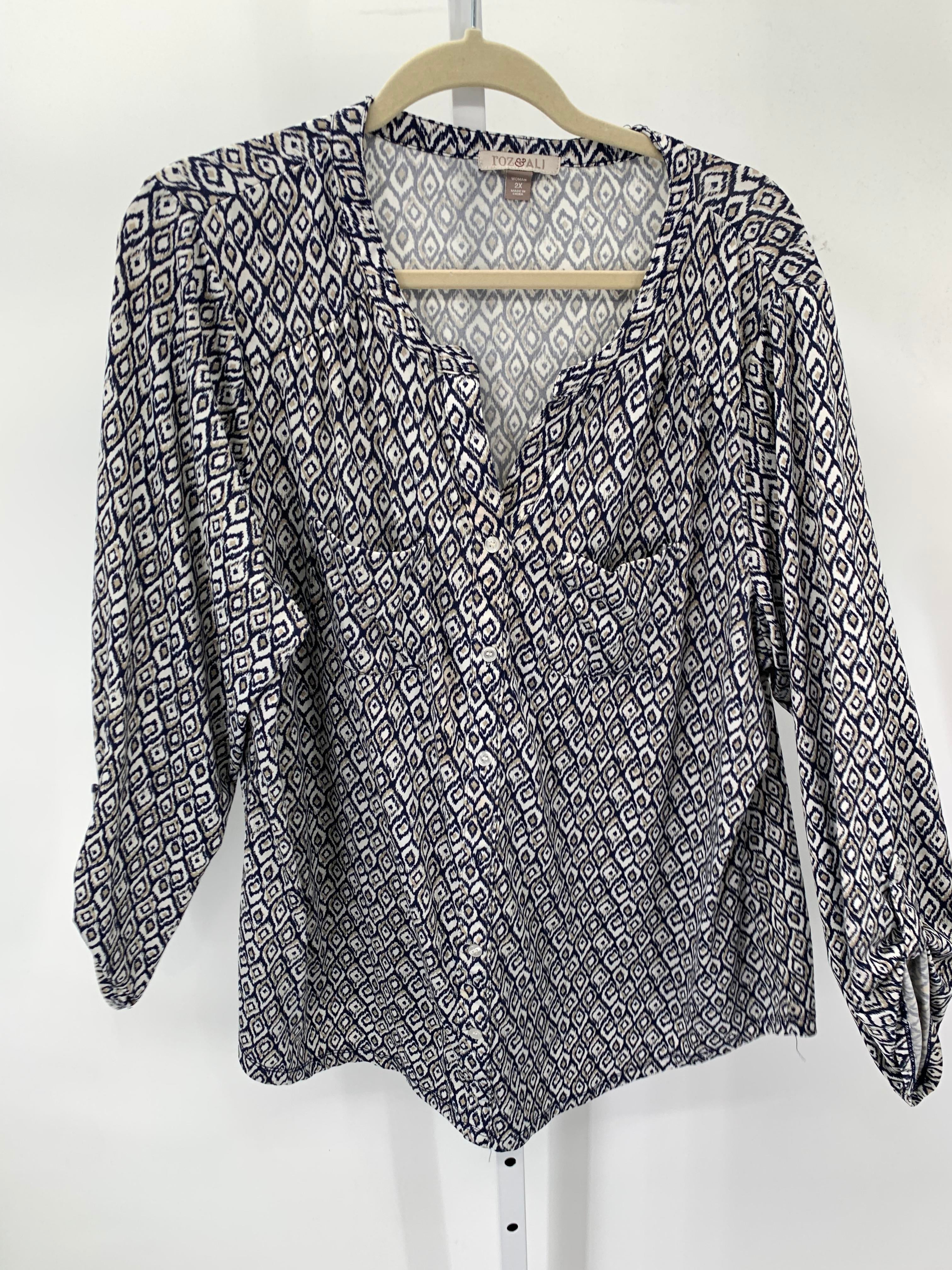 Roz & Ali Size 2X Womens Long Sleeve Shirt