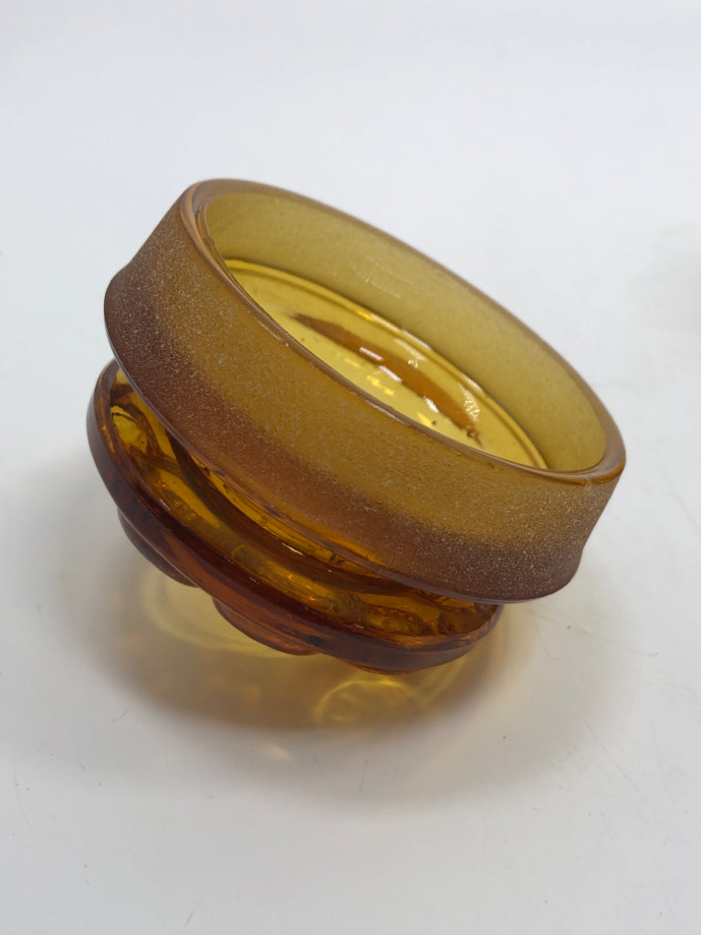 VTG AMBER GLASS MOON AND STARS CANISTER.