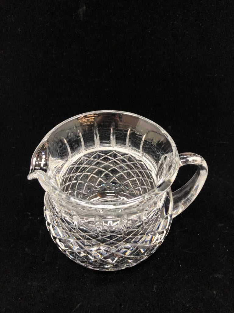 HEAVY CUT GLASS DIAMOND PATTERN PITCHER.