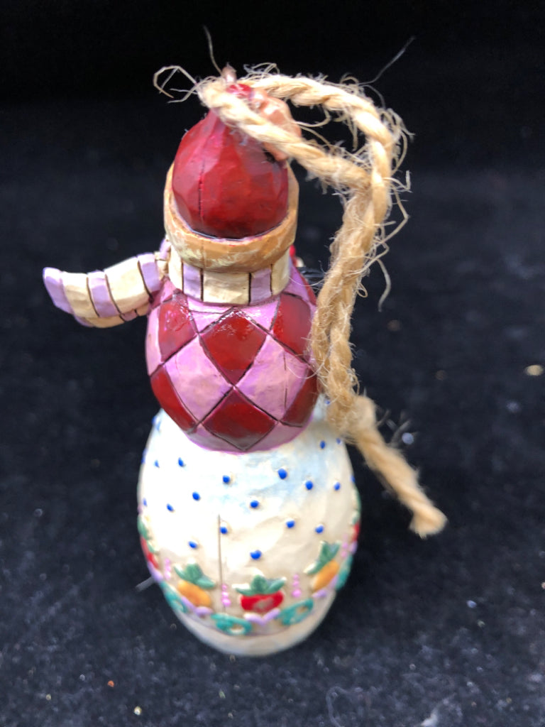 JIM SHORE SNOWMAN HOLDING FRUIT.