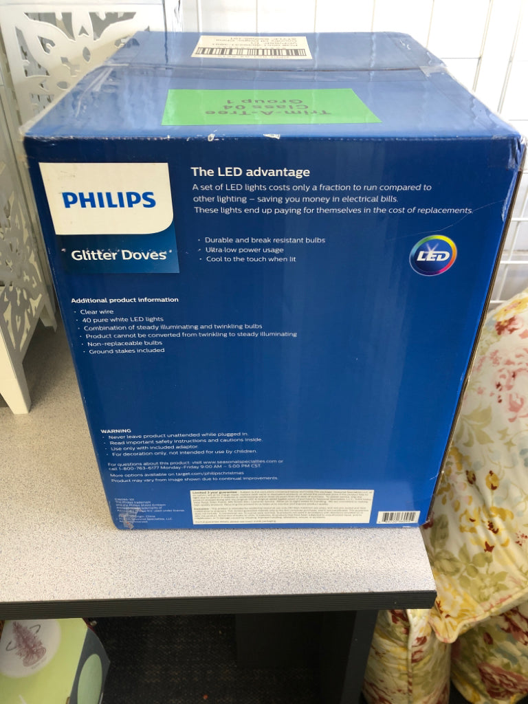 NIB GLITTER DOVES LIGHT UP BIRDS PHILLIPS.