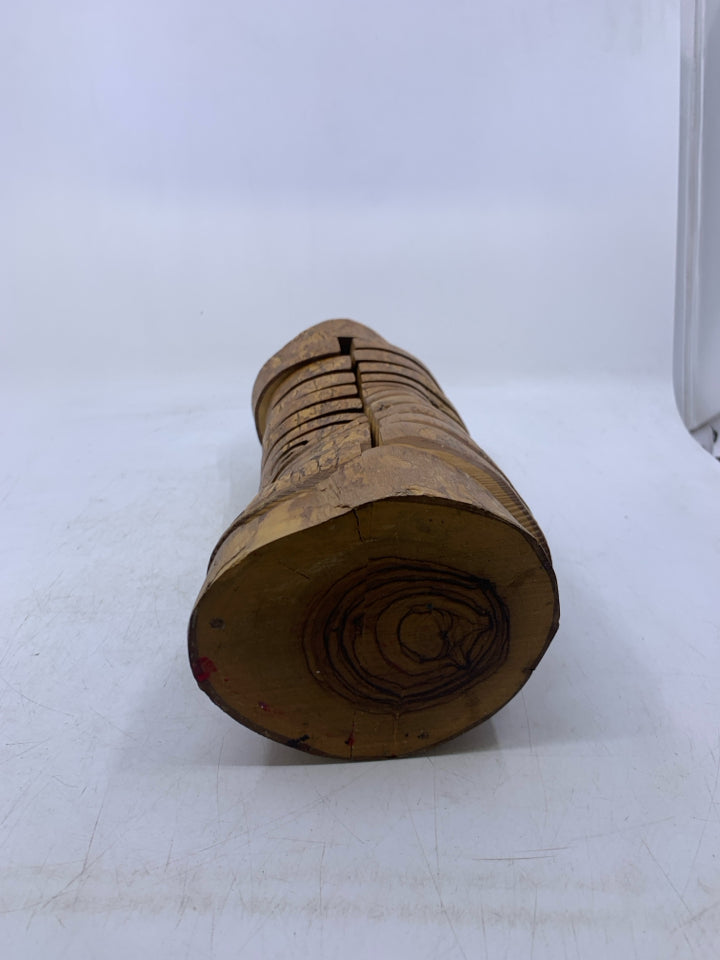 WOOD CARVED LOG WOOD PUZZLE- MADE IN ISRAEL.