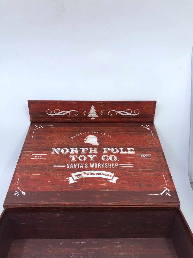 "NORTH POLE TOY CO" STORAGE BOX MAGNETIC LID.