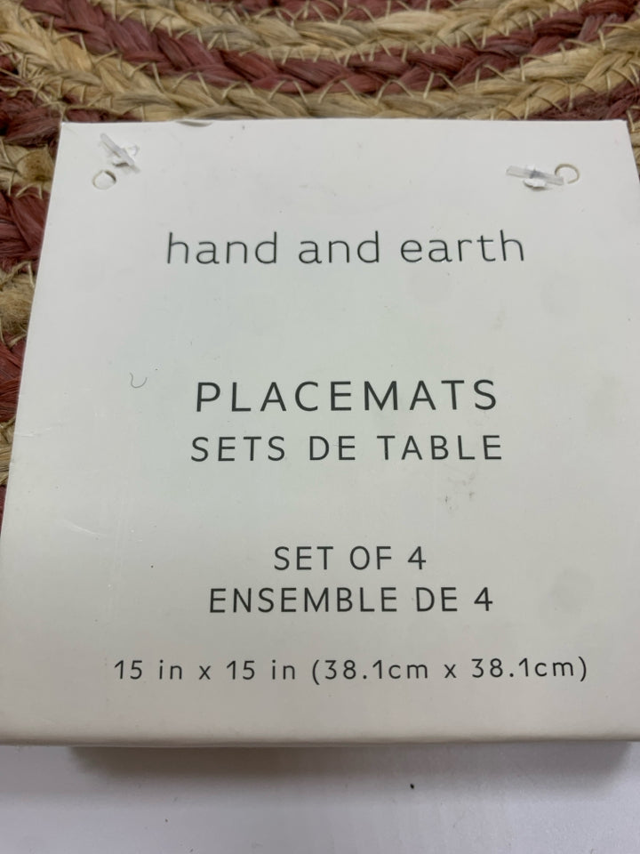 NIP 4 HAND & EARTH RED SWIRL PLACEMATS.