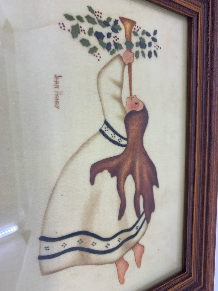 ANGEL W/ HORN IN HAND FLYING WALL ART.