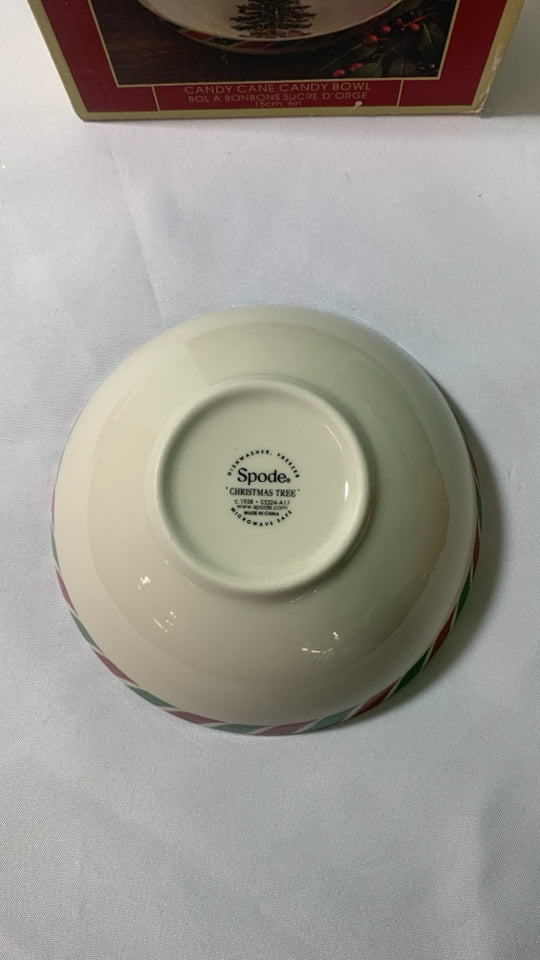 NIB SPODE CANDY CANE BOWL.