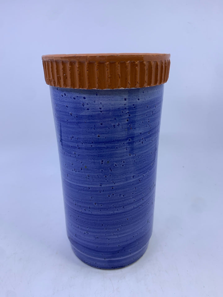 BLUE GLAZED TERRA COTTA BOTTLE SLEEVE.