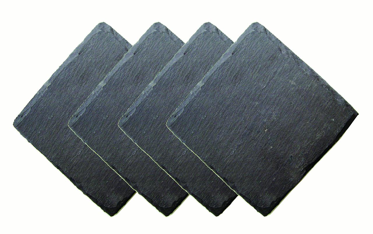 Twine Square Slate Coasters, Modern Square Coasters, Slate with Velvet Backing,