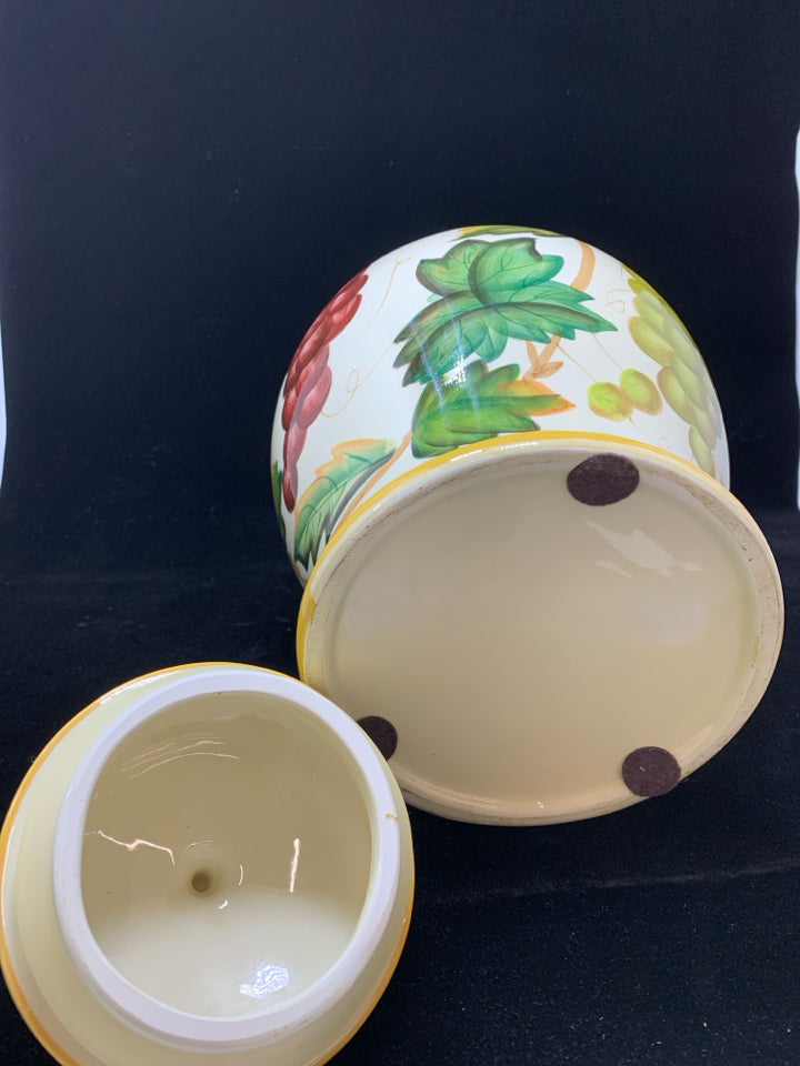 GRAPE PAINTED COOKIE JAR.