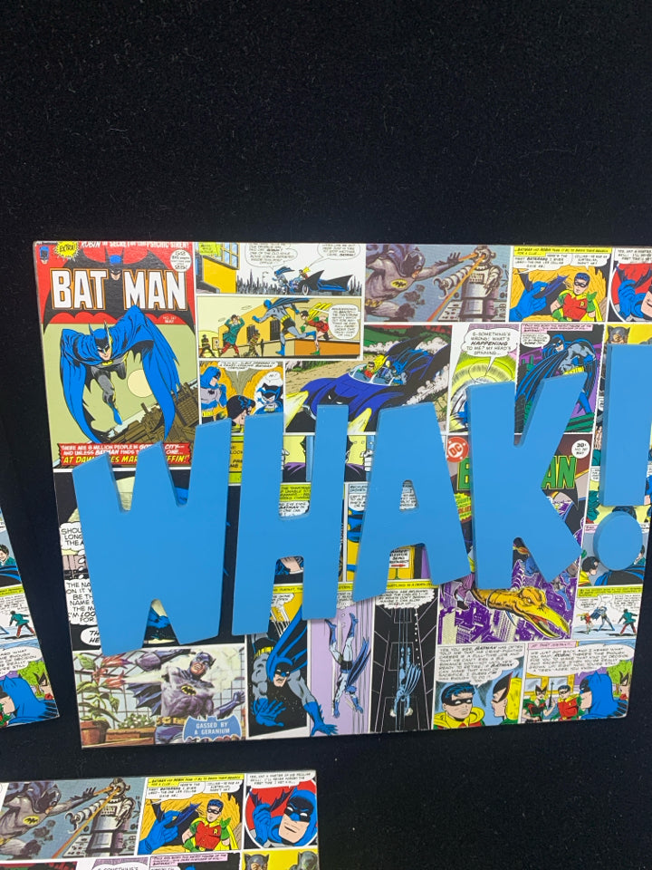 3PC BATMAN COMIC WALL HANGING.