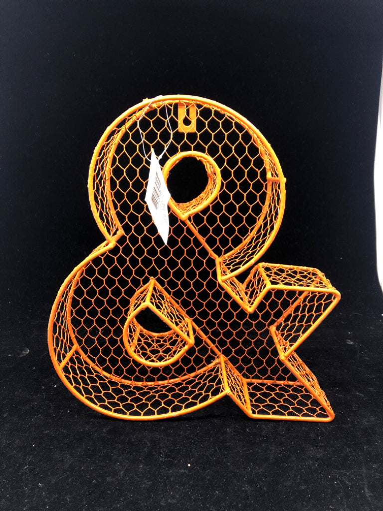 "&" ORANGE WIRE WALL ART.