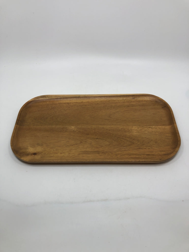 WOODEN TRAY W/CURVED EDGES.