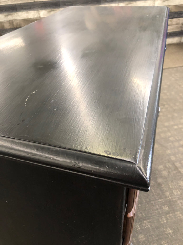 2-TONED BLACK & WOOD BUFFET SIDEBOARD.