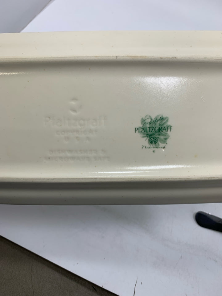 4 PC CHEESE PLATE W/ BOWL & 2 SPREADERS GARDEN THEMED.