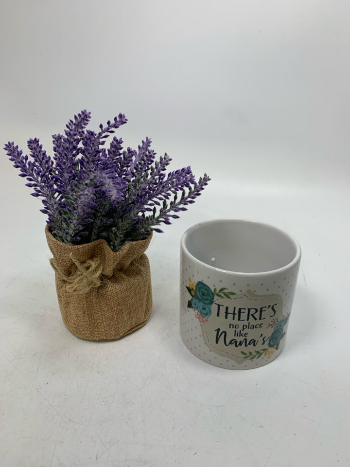 THERE IS NO PLACE LIKE NANA'S W/ FAUX LAVENDER PLANTER.
