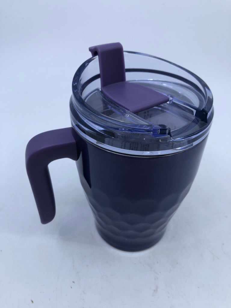 DARK PURPLE TRAVEL MUG W/ HANDLE PRIMULA.