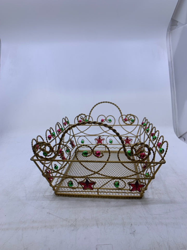 RECTANGLE GOLD METAL W/ HEARTS/STARS.