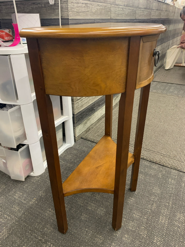 WOOD HALL STAND W/DRAWER & LOWER SHELF.