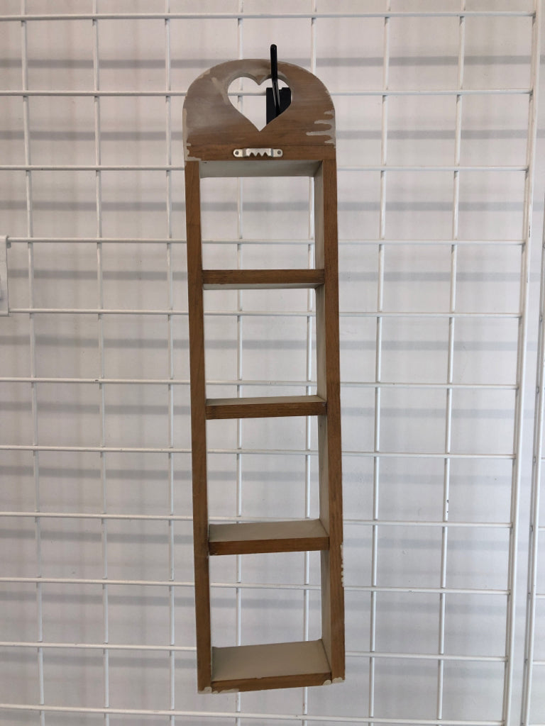 SM WALL SHELF W/HEART CUT-OUT.