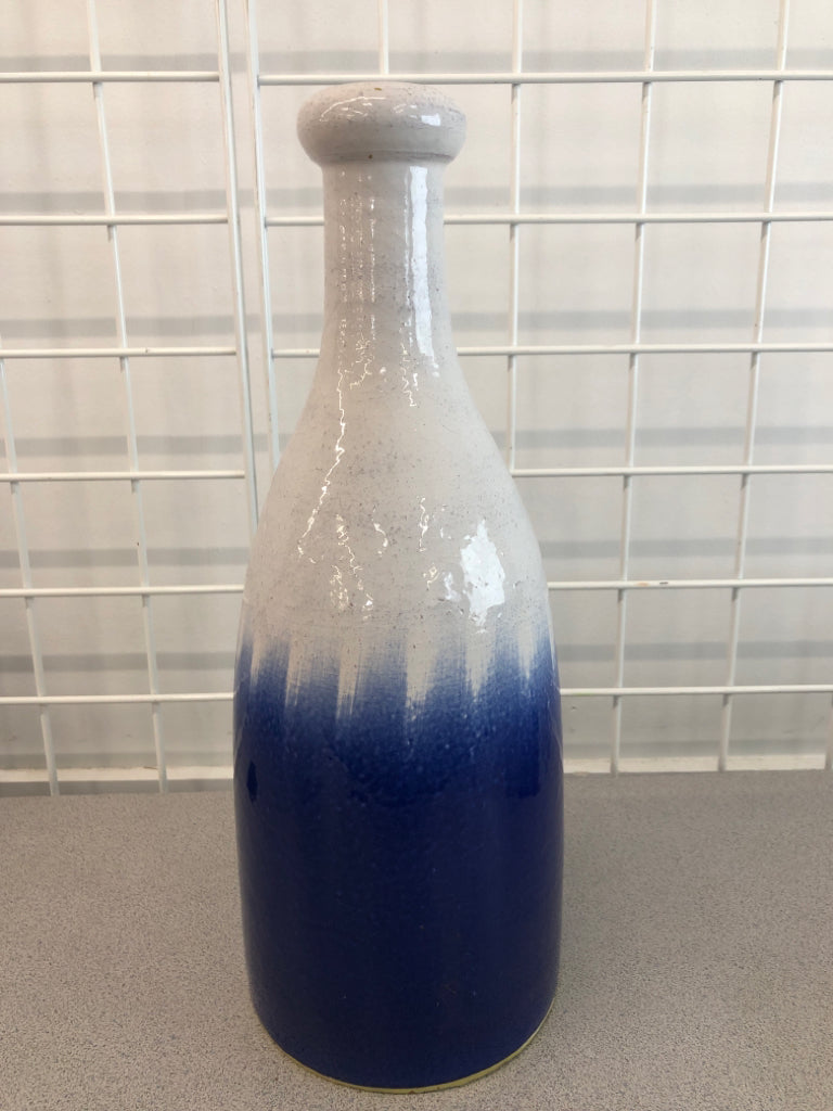BLUE BRUSHED SPECKLED VASE.