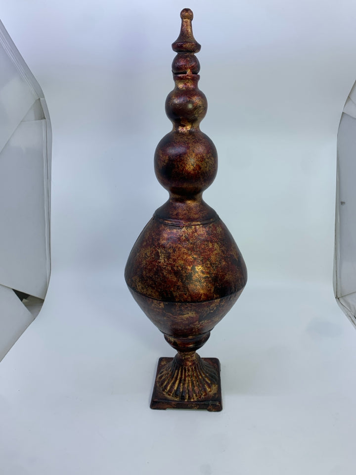 RED PAINTED METAL FINIAL.