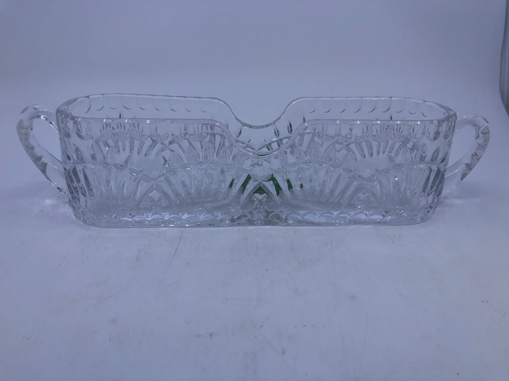 NIB CRYSTAL LARGE CUTLERY HOLDER.