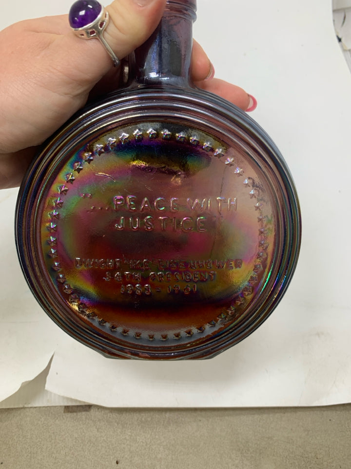 PURPLE GLASS DWIGHT EISENHOWER BOTTLE.