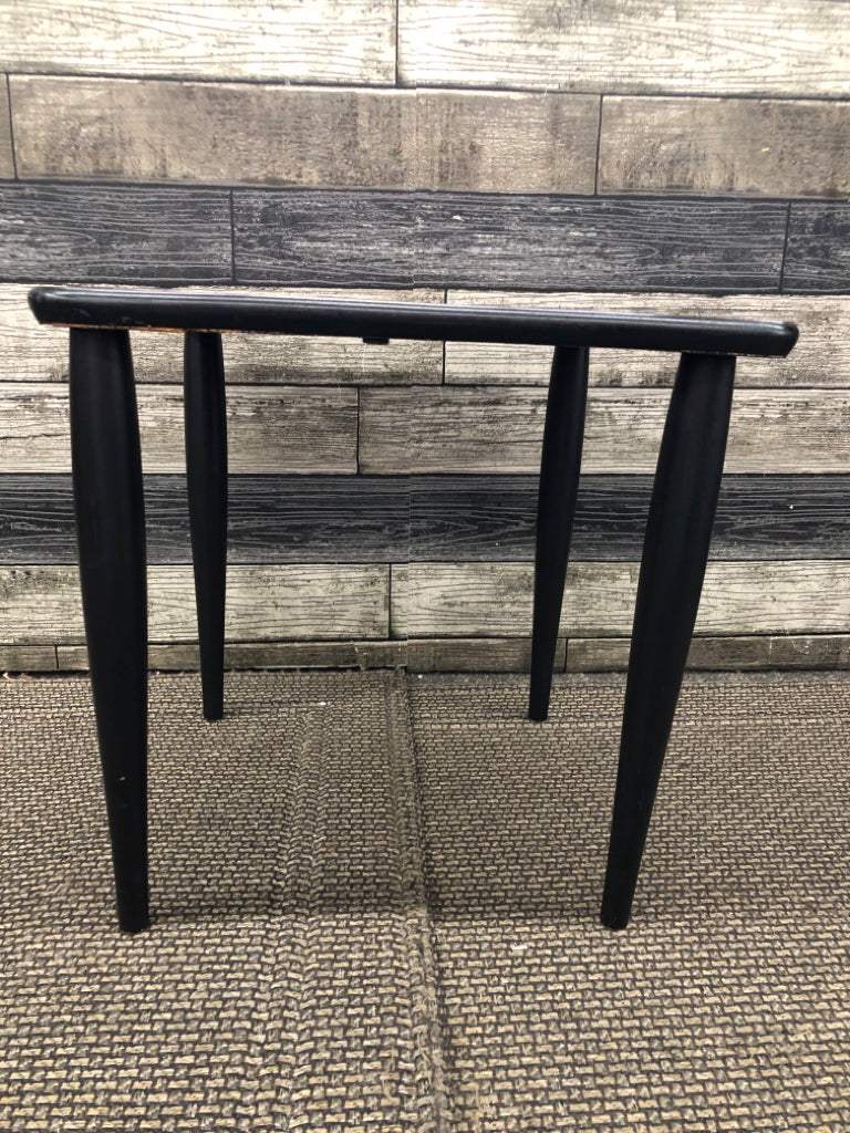 SMALL BLACK W GOLD SCROLL DESIGN TABLE.