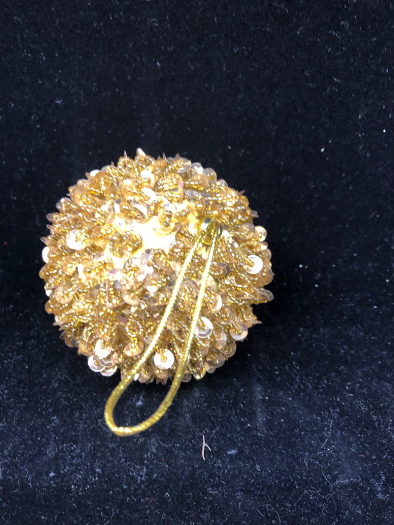 GOLD BEADED SEQUINs BALL DECORATION.