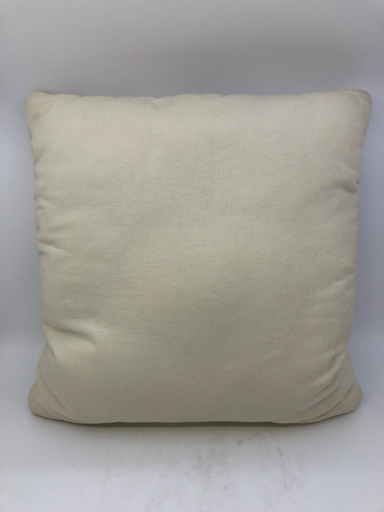 TAN AND GREY ABSTRACT SQUARE PILLOW.