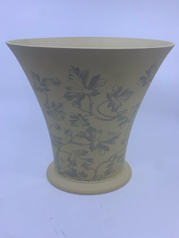 YELLOW WIDE FLORAL SPRAY VASE- WEDGWOOD INTERIORS.