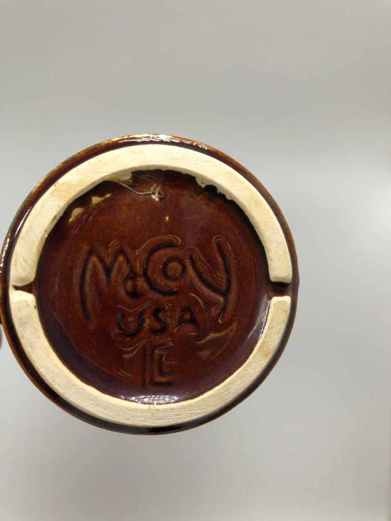 6 VTG MCCOY TAN/BROWN CERAMIC GLAZE MUGS.