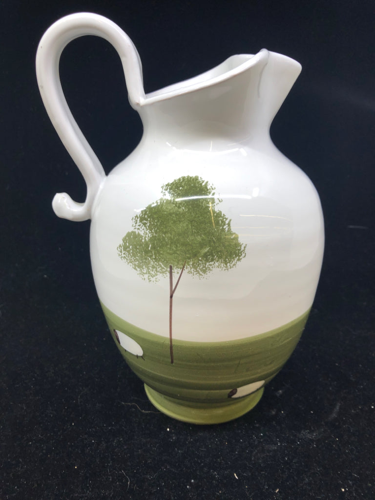 SHEEP IN FIELD W/ TREES PITCHER.
